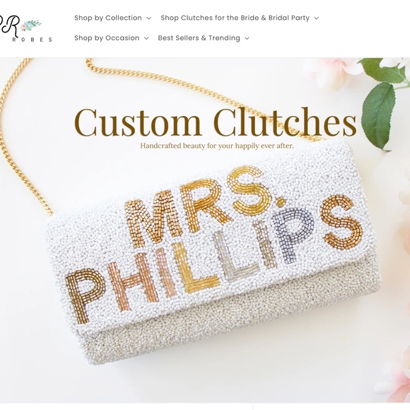 PRETTY ROBES Custom Hand Beaded Clutch Bridal Wedding Bride Bag - Picture 12 of 12